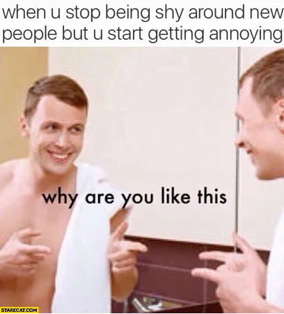 social anxiety meme man pointing to mirror