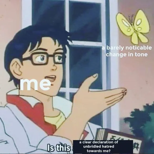 funny social anxiety meme of butterfly