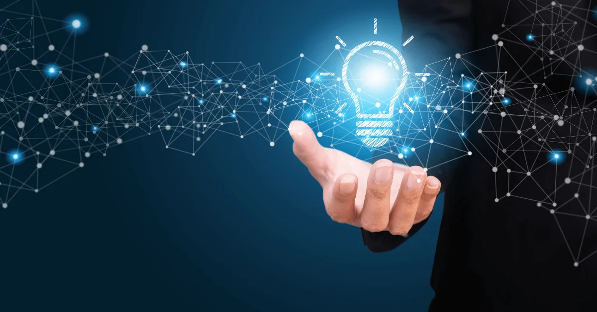 Man Holding a Virtual Light bulb in his hand