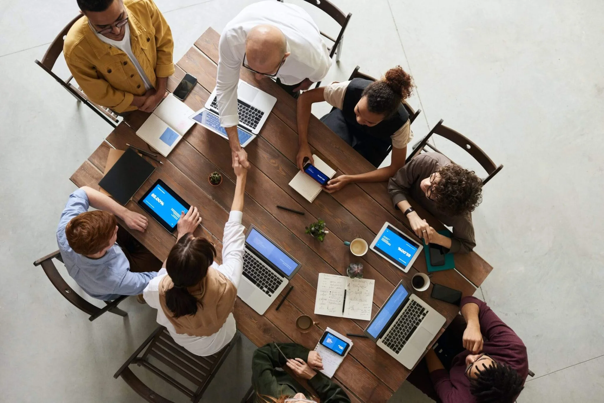 Group of People Brainstorming and communication around the table