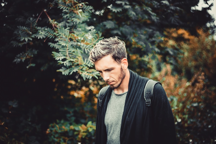 stock photo of a man staring down 